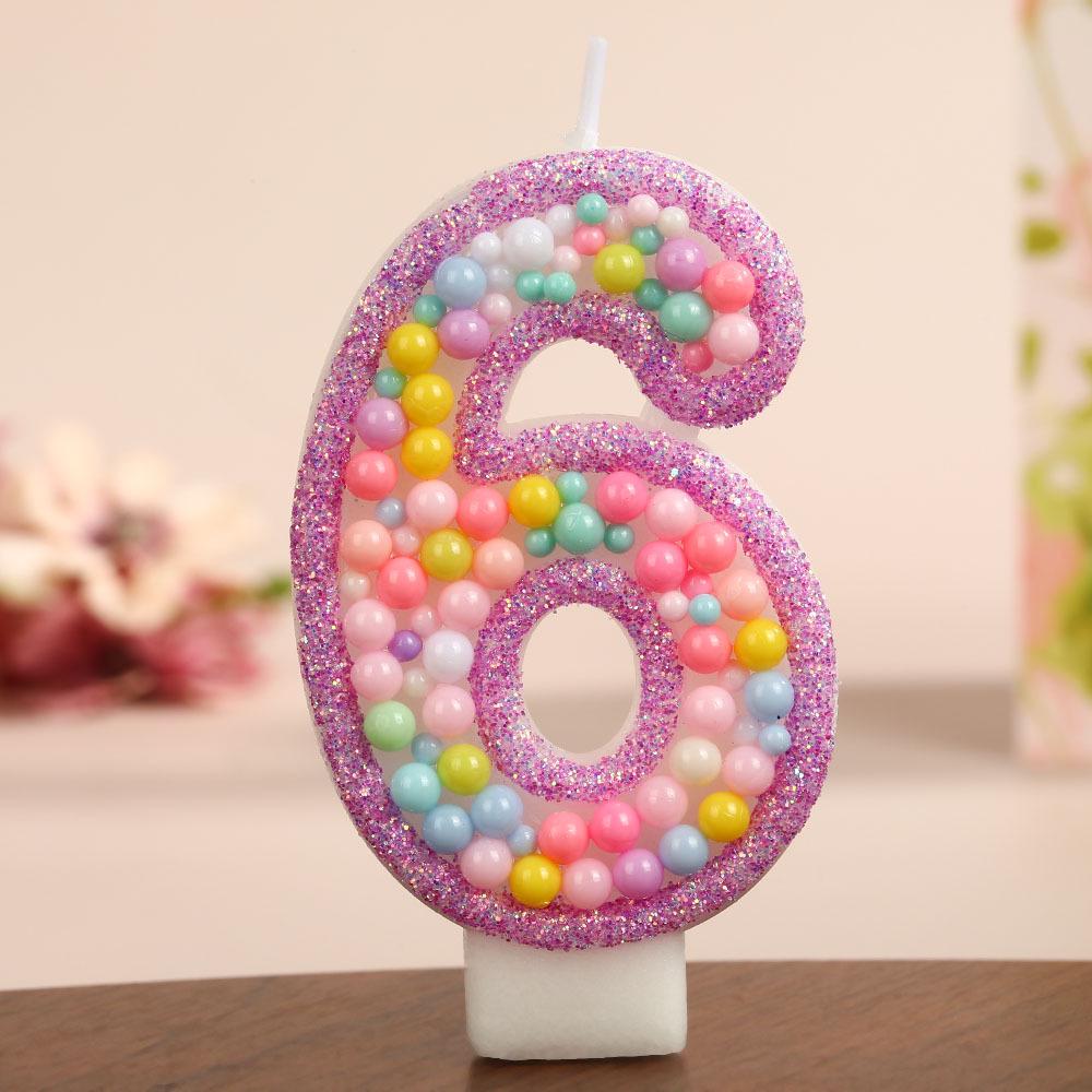Colorful Ocean Ball Birthday Candle with Purple Edge - Creative Party Decoration
