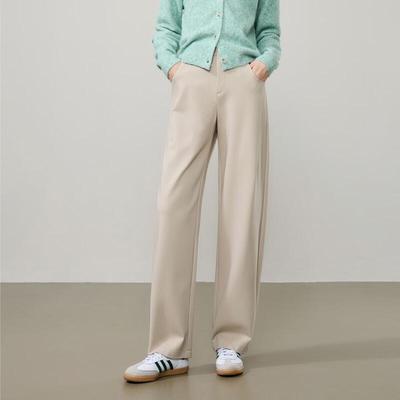 ESE-Y Women's High-Waist Relaxed Fit Suit-Style Wide-Leg Trousers