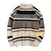 Sweater Men's Japanese retro striped contrasting bottoming sweater, thread sweater, thickened trendy brand loose knitted sweater jacket in autumn 