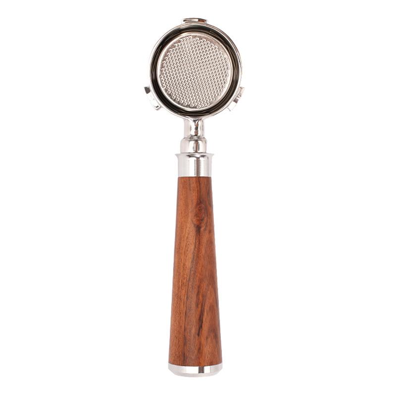 51mm Solid Wood Handle for Three-Ear DeLonghi Coffee Machine, 304 Stainless Steel Bottomless Extraction Accessory.