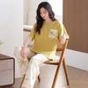 New Pure Cotton Pajamas Women's Spring and Summer Casual Fresh Short-sleeved Trousers Cool Cotton Can Be Worn Outside Loungewear Set