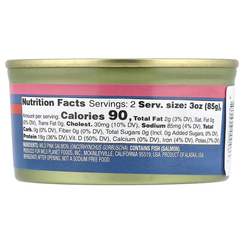 Wild Pink Salmon, No Salt Added, 6 Oz (170 G)