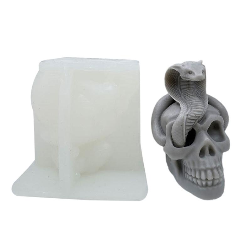 

Halloween Silicone Mould Handmade Snake Skull Candle Molds Cake Decorating Tool Baking Molds Table Decorations 1