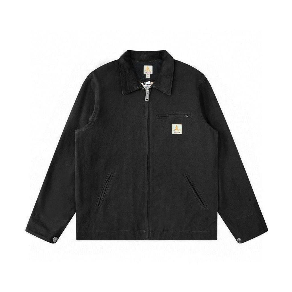 Herren Frühling und Herbst Übergröße Einfarbig Dünner Schnitt Revers Retro Reißverschluss Sektion Jacke Mantel