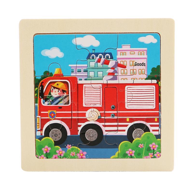 9-Piece Wooden Cartoon Animal Transport Jigsaw Toy for Early Education