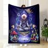 "Cosmic Astronaut Meditation Scene" Patterned Flannel Blanket Perfect for the Bedroom Living Room, Sofa, or a Little Nap