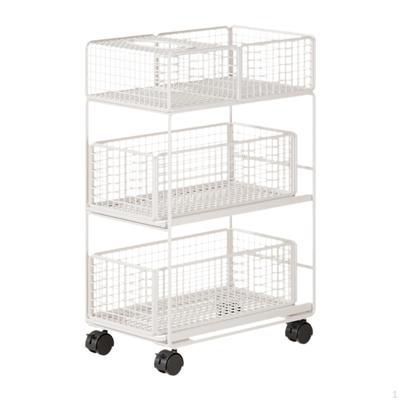 Caster Wheel Rolling Cart for Metal Shelf Storage In Kitchen Bathroom Dorm