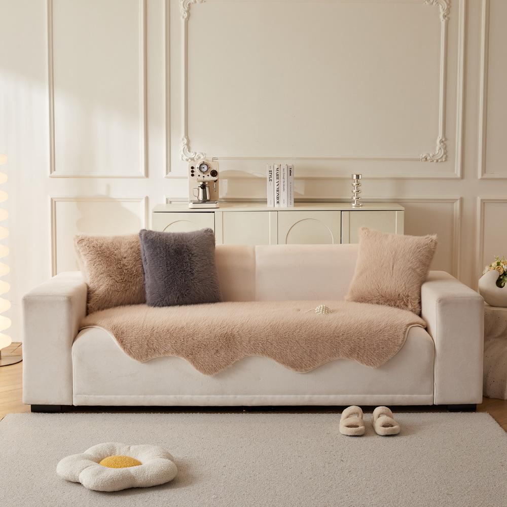 Mink Velvet Special-Shaped Sofa Cushion  Autumn And Winter New Solid Color Sofa Cover Cloth Towel Non-Slip Fixed Leather Sofa Cover