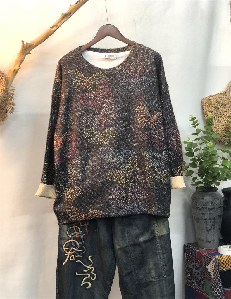Autumn New Mink Fleece Sweater Loose Outer with Crew Neck Long-sleeved Sweater