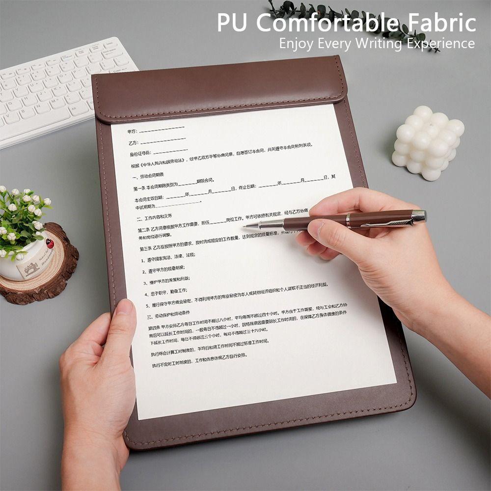 PU Leather Signature Writing Pad Magnetic Absorption Menu Folder Multi-functional Clip Board  Hotel
