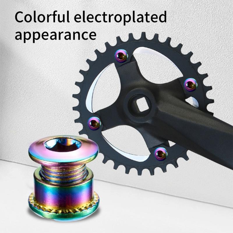 AntiRusts Chainring Screws Versatiles Steel Chainring Nut Bicycles Lock Screws for Durability and Enhancing Performances