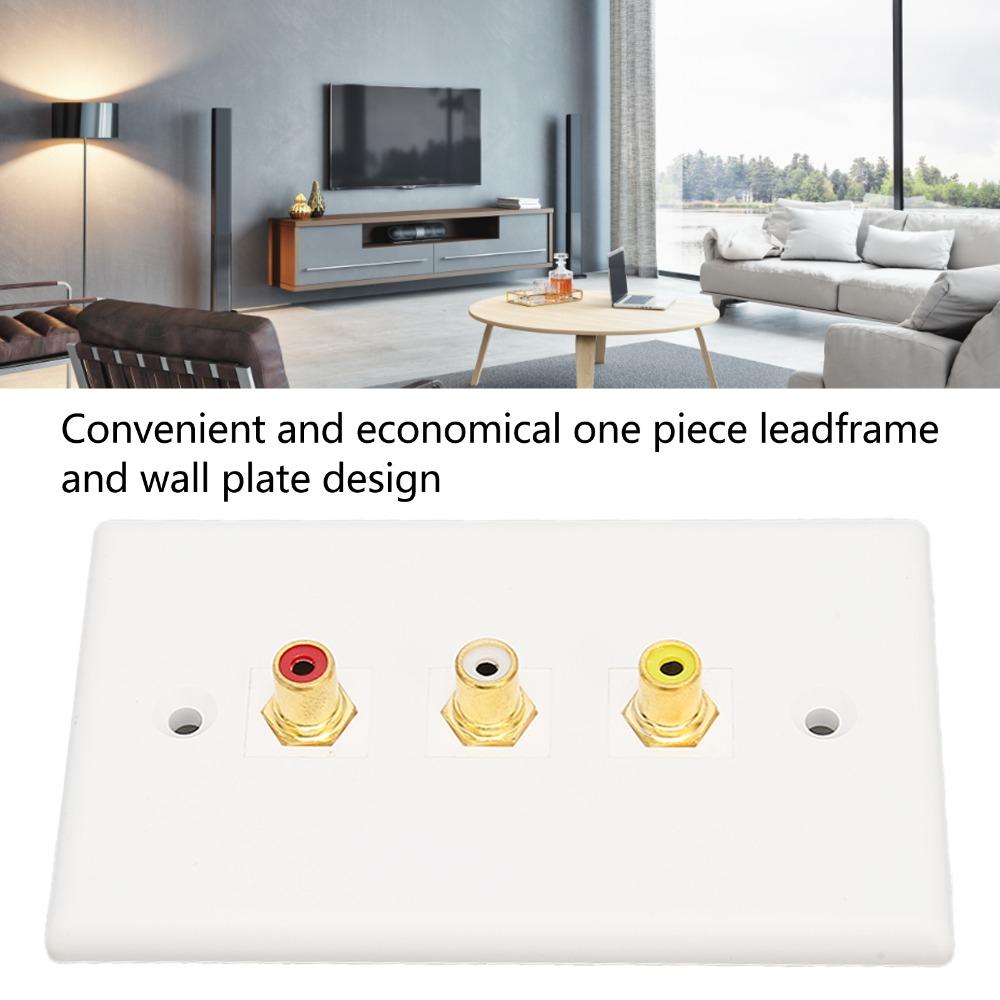 Multipurpose 3RCA Female Connector Wall Plate  Subwoofer Audio Port