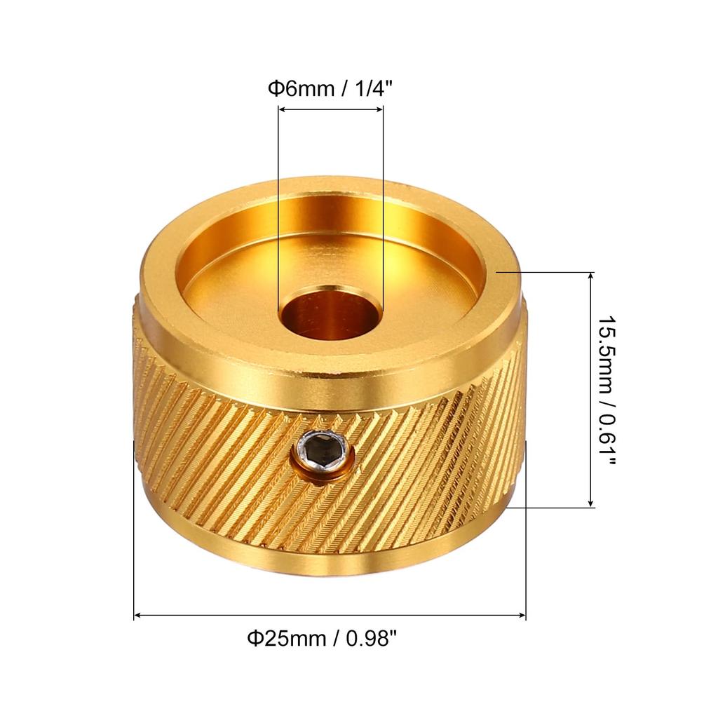 Uxcell Aluminum Potentiometer Universal Volume Tone Control Knob for Guitar and Twill Gold 2-Piece Knob, 1/4" (6mm) Bass, 5/8"
