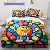 M&M's Muster Bettwäsche, Steppbett Set Bettbezug Kissenbezug Zuhause Geburtstagsgeschenk (1 Bettbezug + 2 Kissenbezüge, ohne Füllung)