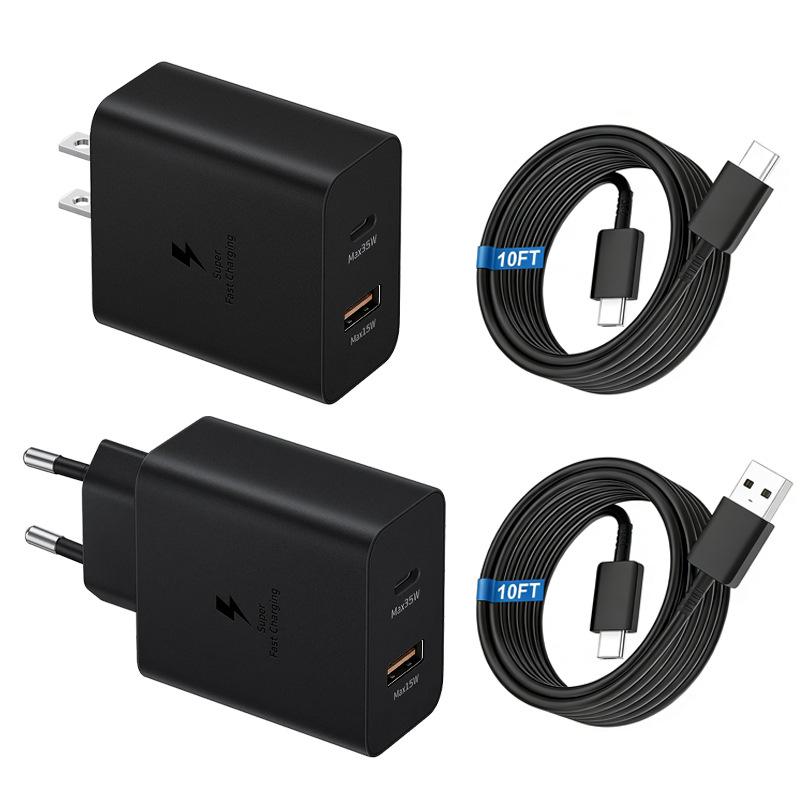 PD35W Dual USB Charger for Samsung S24/S25/Note20 Ultra - US/EU Standard Fast Charging Adapter