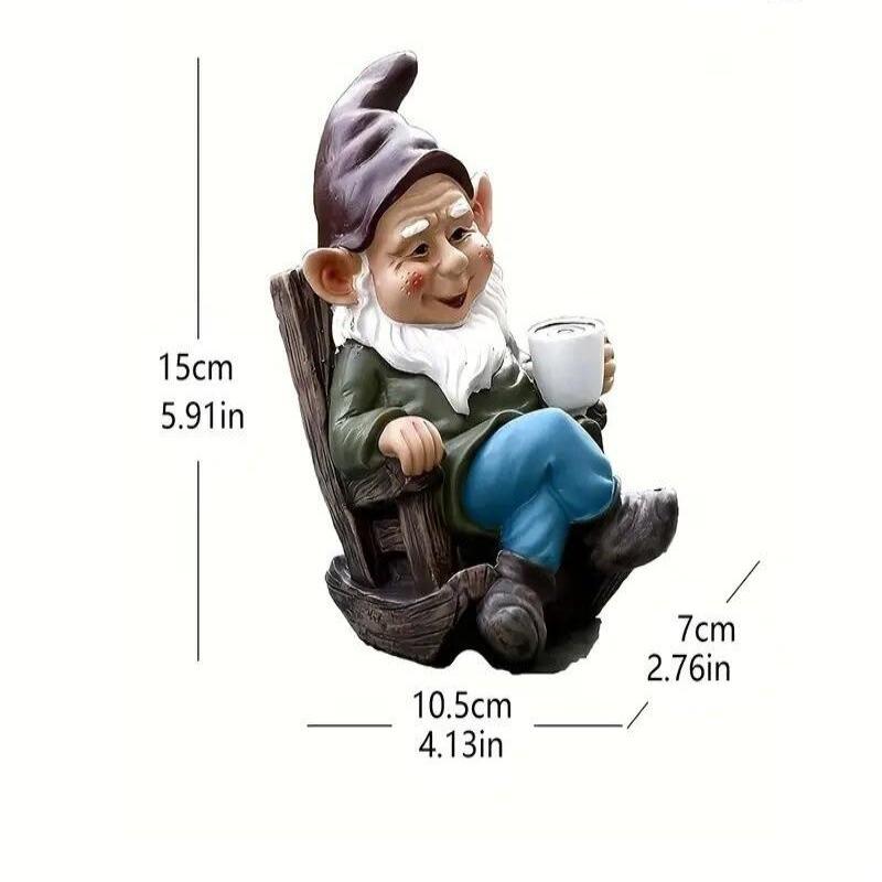 Gnome Rocking Chair Figurine UV Resistant Resin Craft Statue for Lawn Porch Garden Outdoor Decoration Holiday Gift Idea