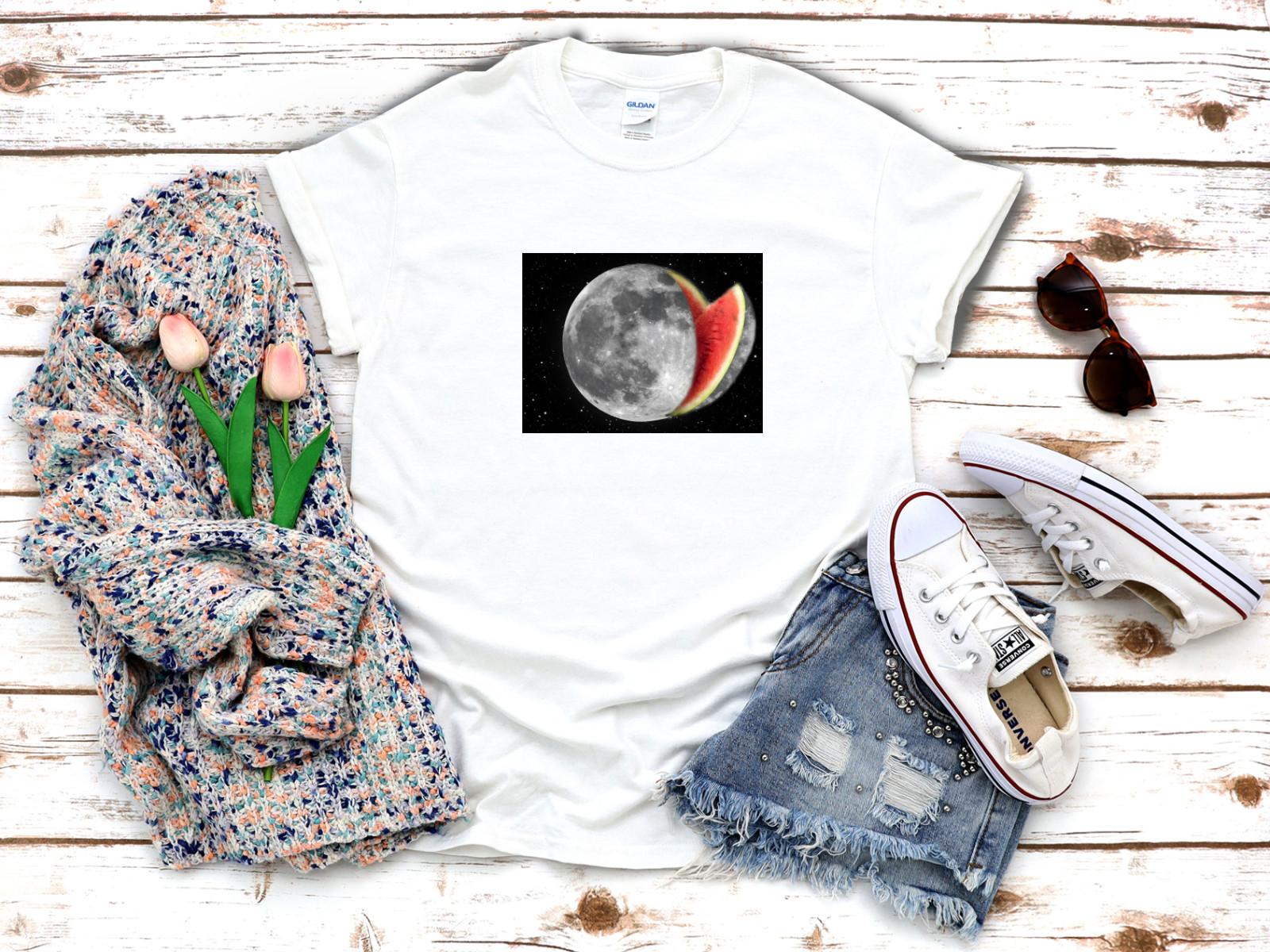 

26 Melon Moon Funny Vector Fruit White Women s 3 4 Short Sleeve T-Shirt C013 Unisex T-Shirt XXL