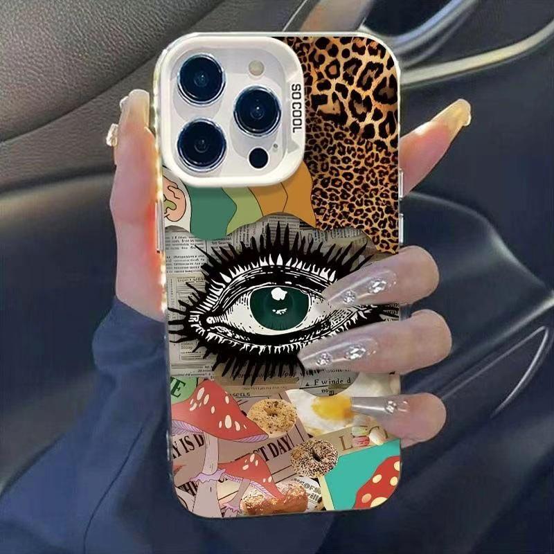 Custodia per Telefono Occhi Stampa Leopardo di Alta Gamma per iPhone 15 Pro Max, 17 e 16 Pro Max