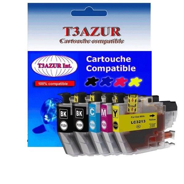 Cartouches d'encre - T3AZUR - Compatible Brother DCP J772DW - Haute capacité XL - 5 pièces - 400 pages