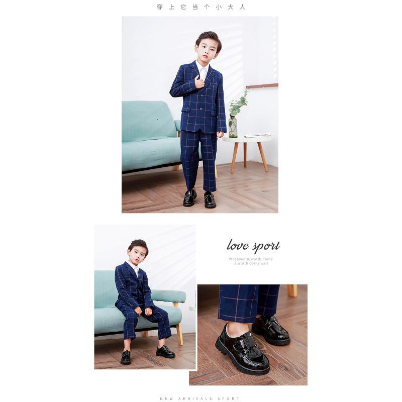 Spring and Autumn New Casual Lace-up Black Boy Leather Shoes Hollowed Out Feet Breathable British Korean Version of Small Children's Shoes