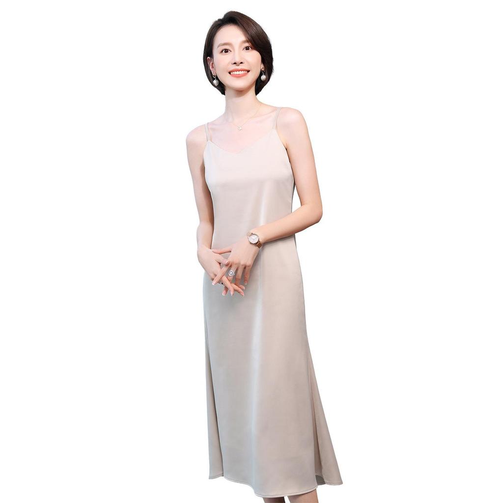 2026 Summer Slim-fit Satin Spaghetti Strap Maxi Dress