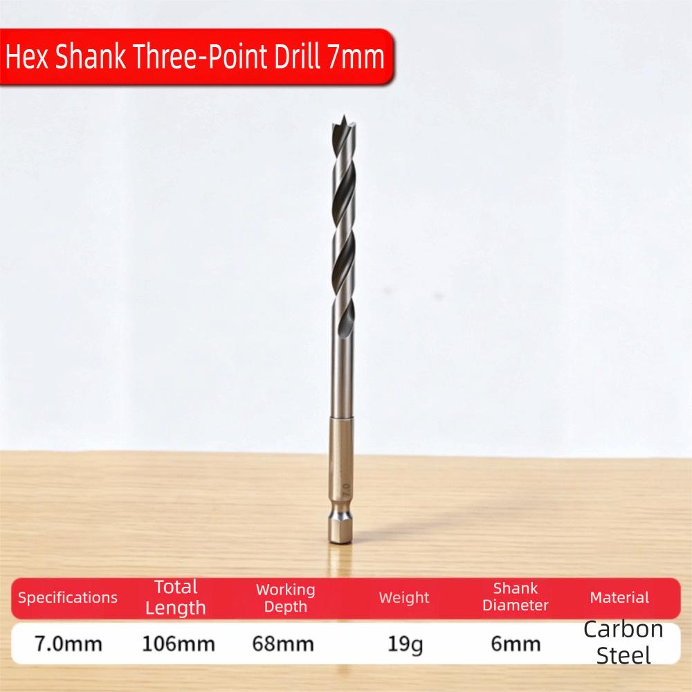 3-10mm Woodworking Drill Bit Three-Pointed High Hardness Hole Drilling Tool Hex Shank Spiral Flute Twist Drill Bit