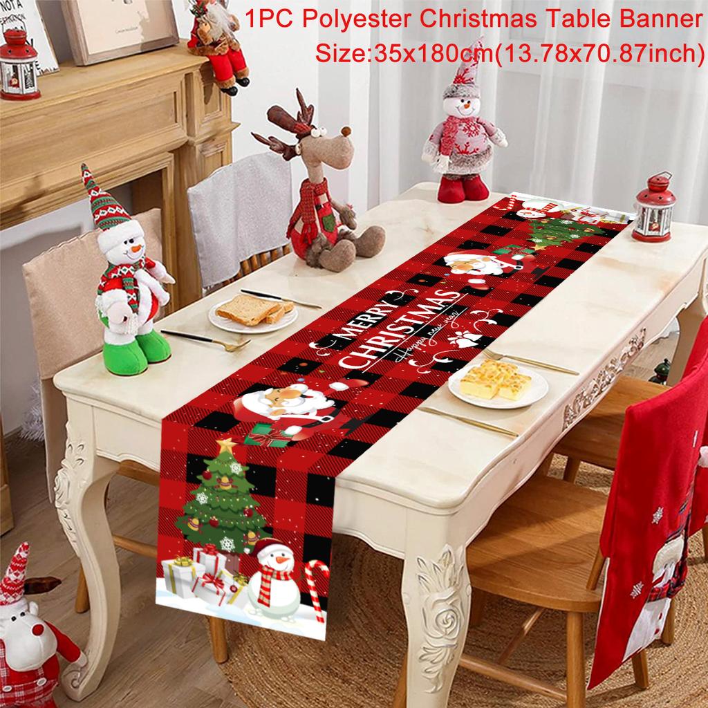 Christmas Table Runner Merry Christmas Decoration for Home Xmas Party Decor 2025 Navidad Notal Noel Ornament Happy New Year 2025