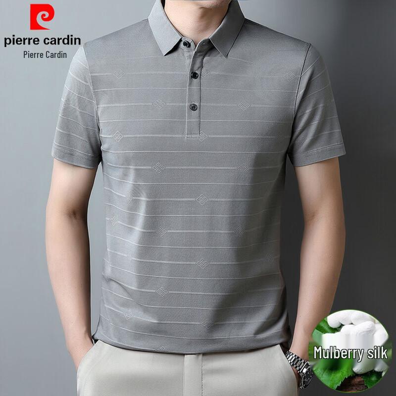 

Pierre Cardin Men s Striped Mulberry Silk Blend Polo T-Shirt 2XL