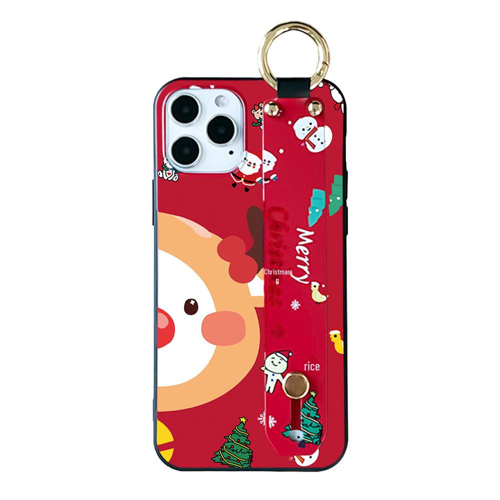 Apple 13Pro Max/16/13/12/11/8/XR Weihnachtselch Geprägtes Case mit 3D Armbandständer