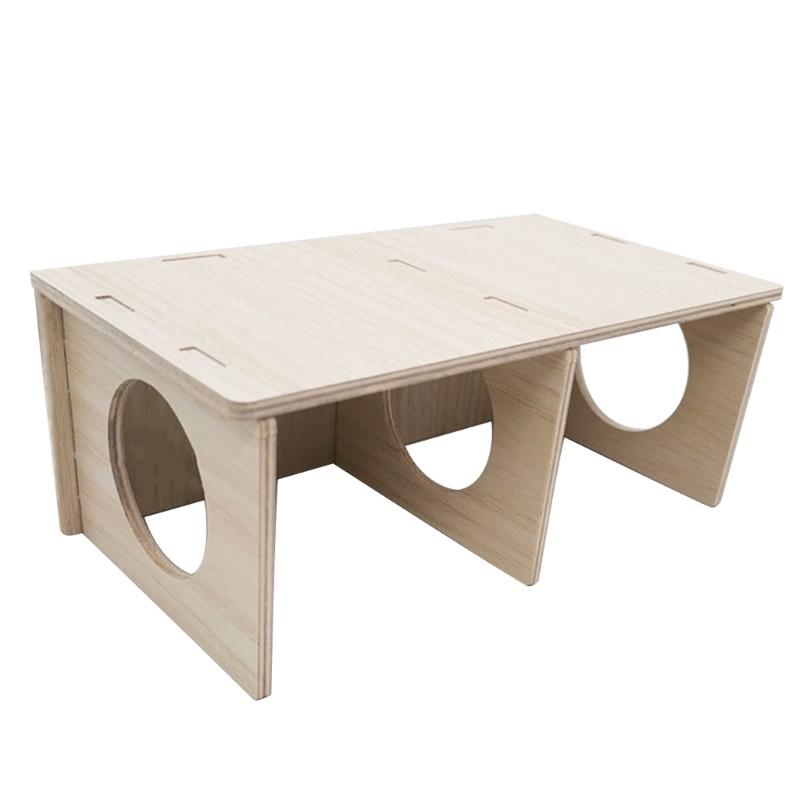 Durable Wood Hamster Nest House Natural Nontoxic Wood Cabin and Castles Small Animal Play-ground Chew Toy Hamster Cage