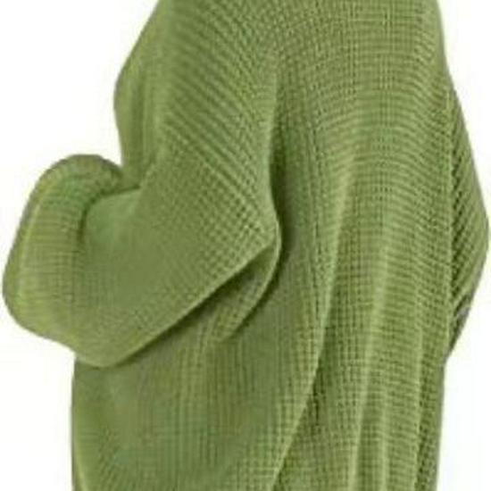 Women's V-Neck Lantern Sleeve Knitted Cardigan Sweater Coat - Single-Breasted Lazy Style