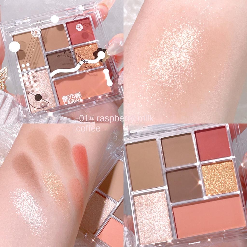 Transparente siebenfarbige Lidschatten-Palette, perlmatt, große, erdige Farbfixierung, All-in-One-Palette, Fixierpalette, Lidschatten-Palette