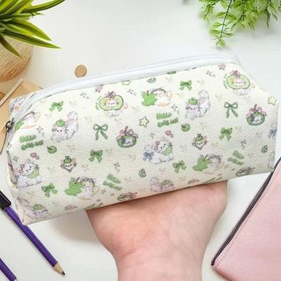 Multi-Use Storage Pouch 1PC, Large Capacity Korean Style Organizer for Stationery & Makeup, Travel Cosmetic Bag & Pencil Case