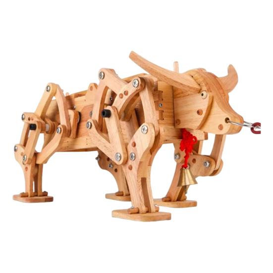 

DIY Mechanical Bull Kit Wooden Bull 3D Puzzle with Hidden Storage Compartment Handcrafted Walking Bull for Living Room Decor коричневий