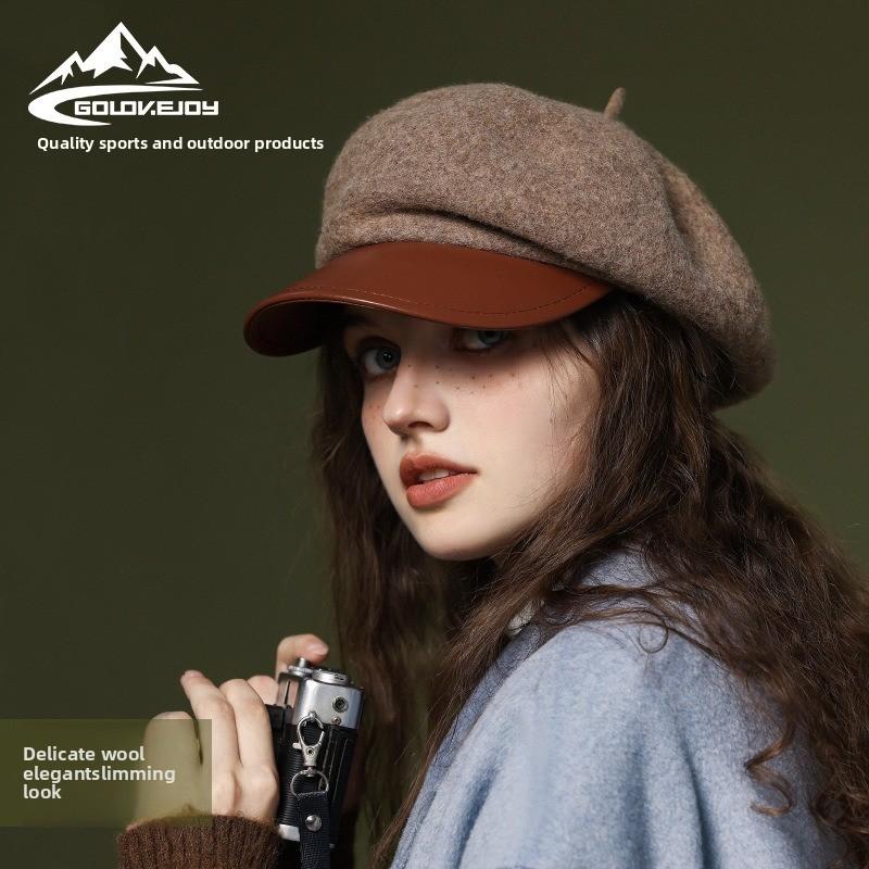 New autumn and winter beret, women's wool fashion versatile Japanese painter hat, windproof and warm cloud hat