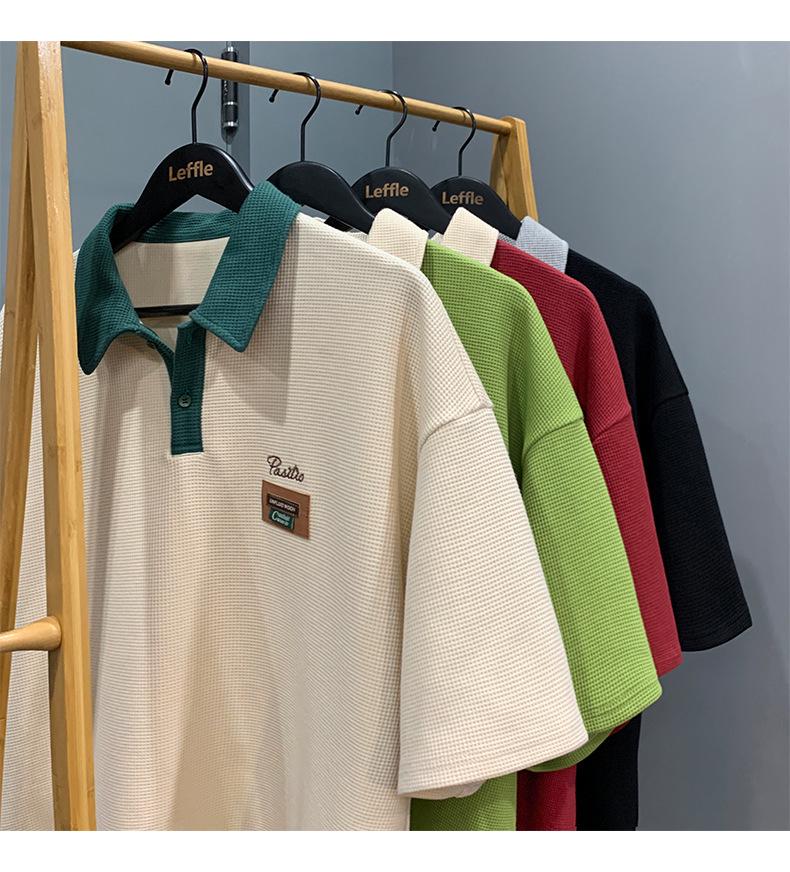 Men's Retro Trend Heavy Cotton Short-Sleeved Polo T-Shirt
