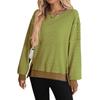 Women's Long Sleeve Striped Neck Sweatshirt, Casual Loose Fit Pullover