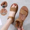 Beef Tendon Sole Sandals Flats 2025 Summer New Shoes Student Roman Shoes Beach Shoes Soft Sole One-word Women's Shoes