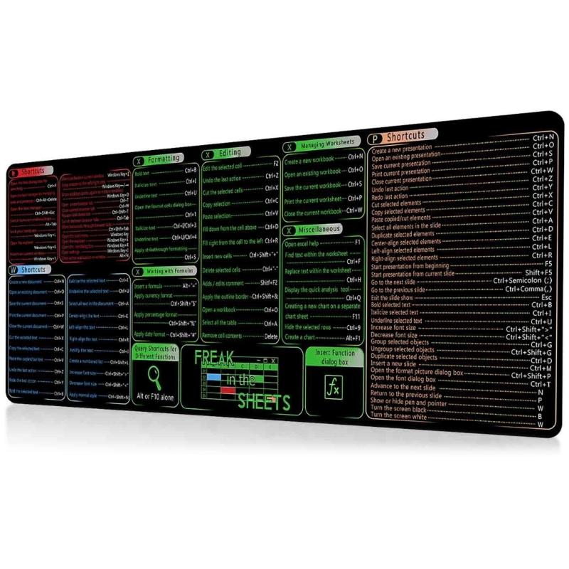 

Великий килимок для миші та клавіатури з функцією швидких клавіш Excel Word для офісного використання та ігор, водонепроникний 1