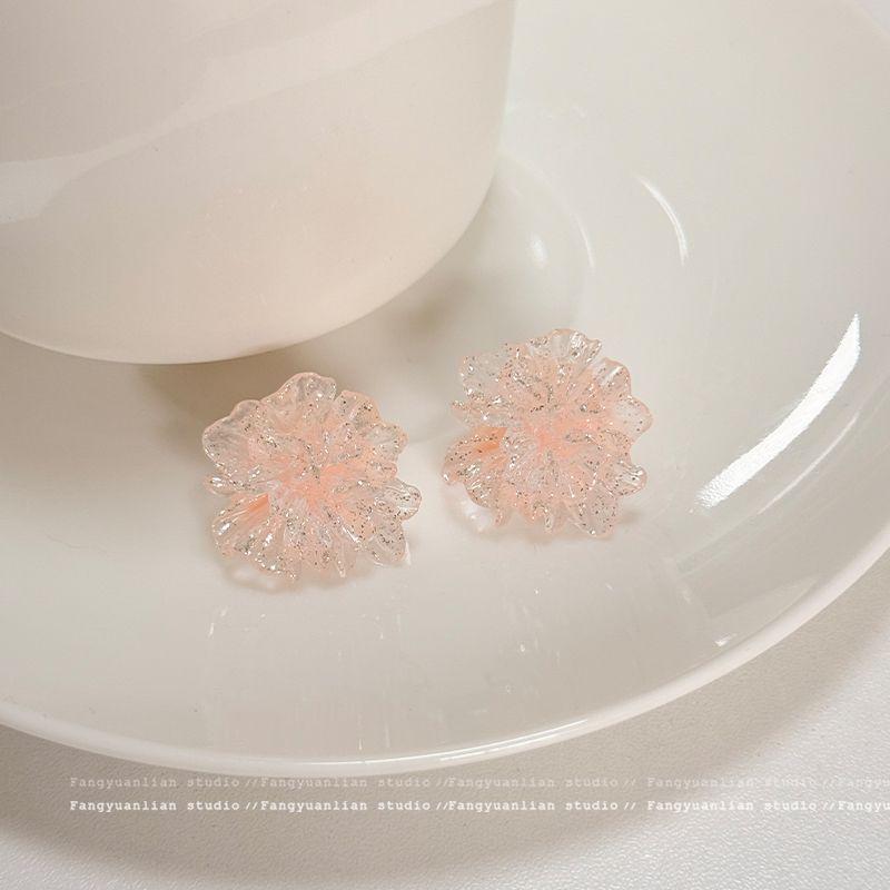 

Dream ~ Summer Dopamine Clear Green Flower Earrings Female Niche Style Fancy Ear Studs Ear Clip Sweet Earrings Clear powder