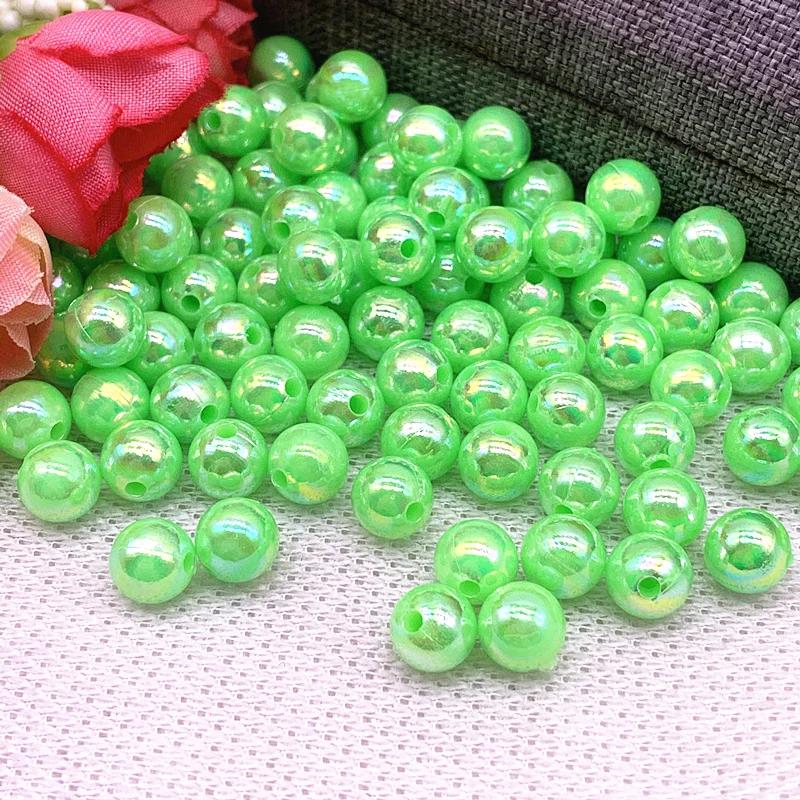 30pcs/lot 10mm AB Color Round Acrylic Bead Loose Spacer Beads For Jewelry Making DIY Accessories