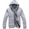 Men's Plus Size Hooded Zipper Knit Fleece Cardigan - European & American Style Sweater Coat Outerwear