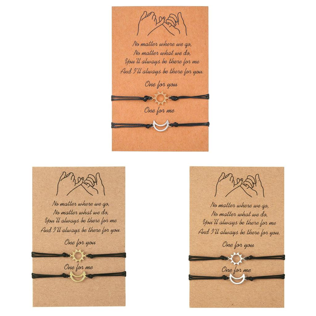 Creative Gold Silver Sun Moon Alloy Adjustable Couple Bracelet For Travel Gift