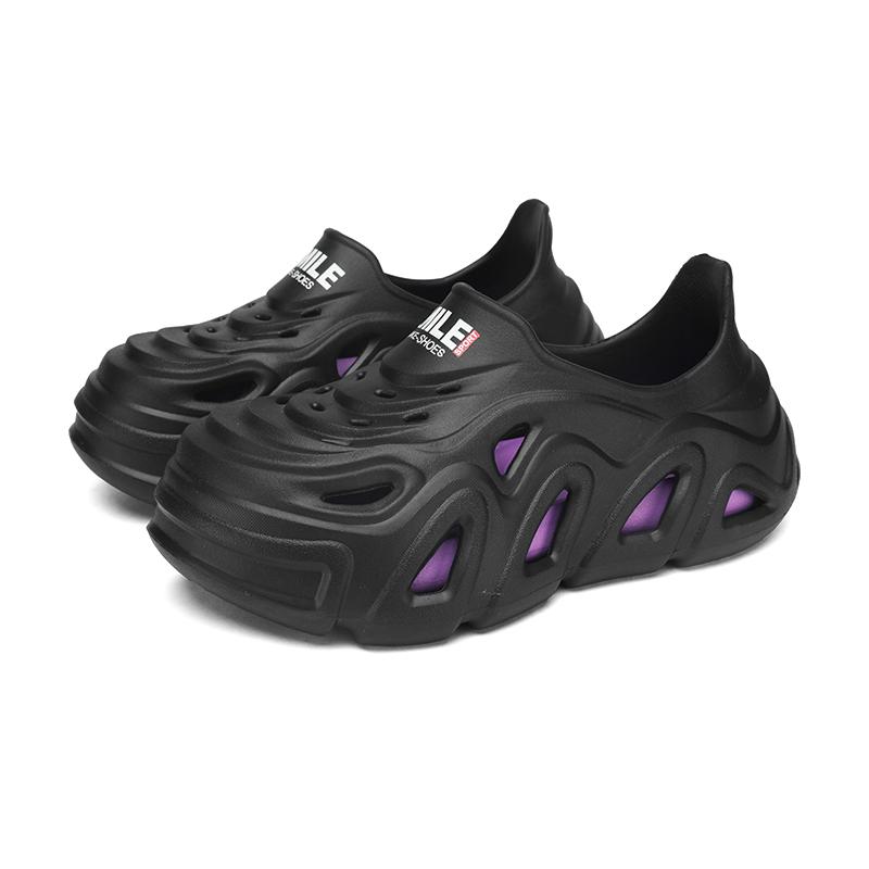 

Summer New Thick-soled Large-size Men s Shoes Hole-hole Outdoor Versatile Casual Shoes 45 чёрный/фиолетовый