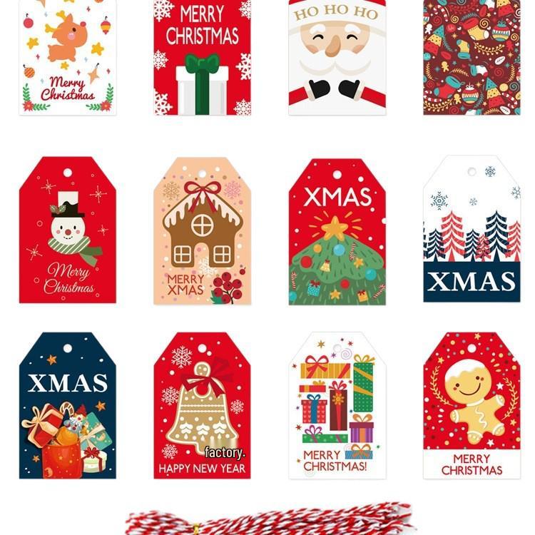 Christmas Tree Ornament & Greeting Card Set - English Tag Label & Wish Card Combo