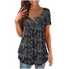 Women Round Neck Print Loose Casual Short Sleeve T-Shirt Tops