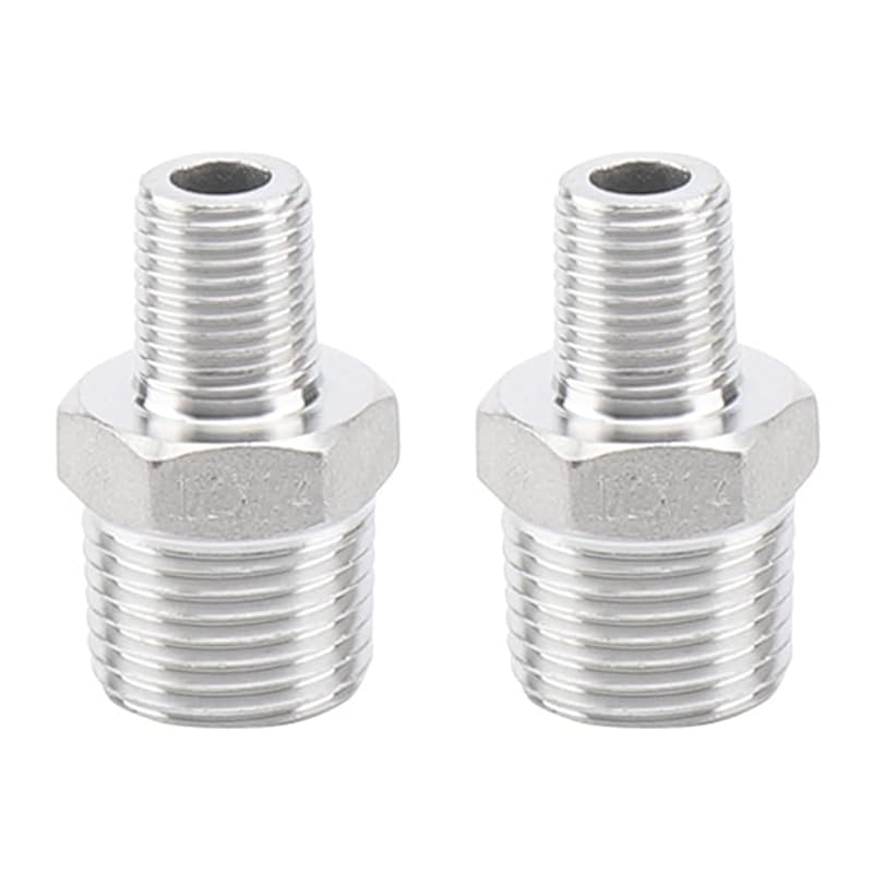 Feelers Reducing Hex Nipple, 304 Stainless Steel 1"x 3/4" NPT Male Pipe Fitting Reducer Nipple Adapter (Pack of 2)