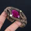 Kashmiri Red  Ruby Gemstone Pure Copper Wire Wrapped Handmade Cuff/Bangle Jewelry