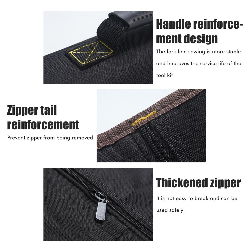 Roll Up Tool Bag Electrician Pouch Multi function Canvas Storage Case for Computer Repair Black