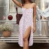 Spring New Women's Clothing, European and American Dresses, Sexy Fashion Printed Lace-up Split Suspender Skirts